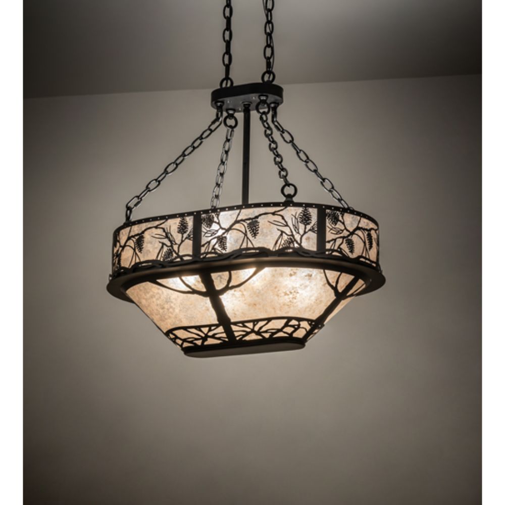 Meyda Lighting 230600 30" Long Whispering Pines Oblong Inverted Pendant in WROUGHT IRON