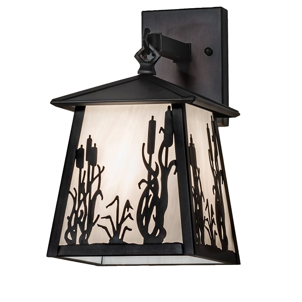 Meyda Lighting 230673 7" Wide Reeds & Cattails Hanging Wall Sconce In White;black (metal Finish) 410 Is Glass 