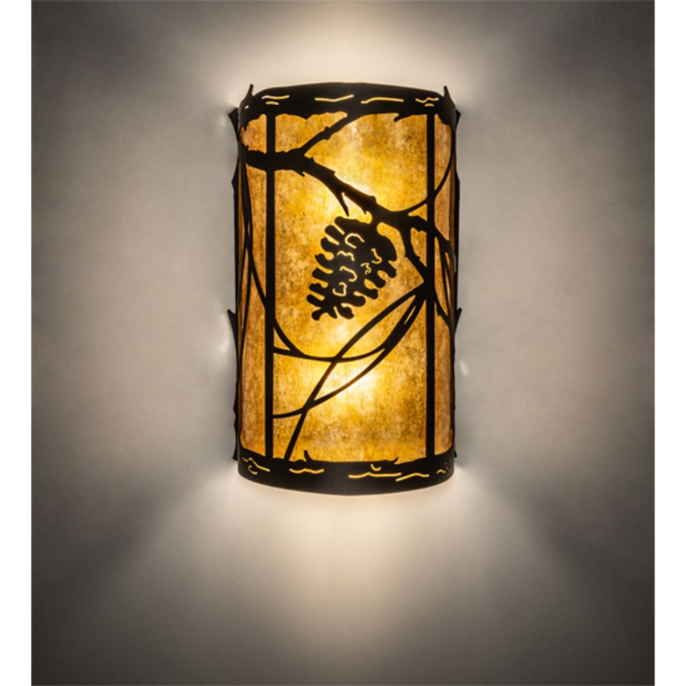 Meyda Lighting 230825 8" Wide Whispering Pines Wall Sconce in OIL RUBBED BRONZE