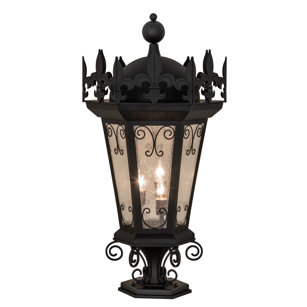 Meyda Lighting 231586 19" Wide Chaumont Pier Mount In Black Glass (430 Is Metal Finish);clear Seeded Glass Or Acrylic 