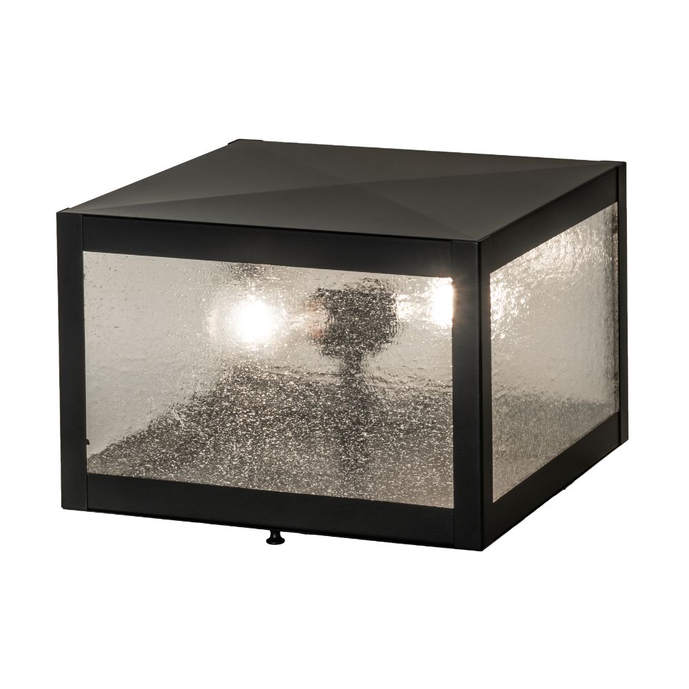 Meyda Lighting 232073 12" Square Seneca Prime Post Mount In Black Glass (430 Is Metal Finish);clear Seeded Glass Or Acrylic 