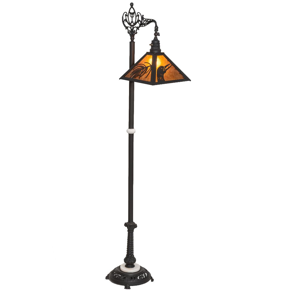 Meyda Lighting 232664 68" High Loon Pine Needle Floor Lamp In Amber Mica Wrought Iron