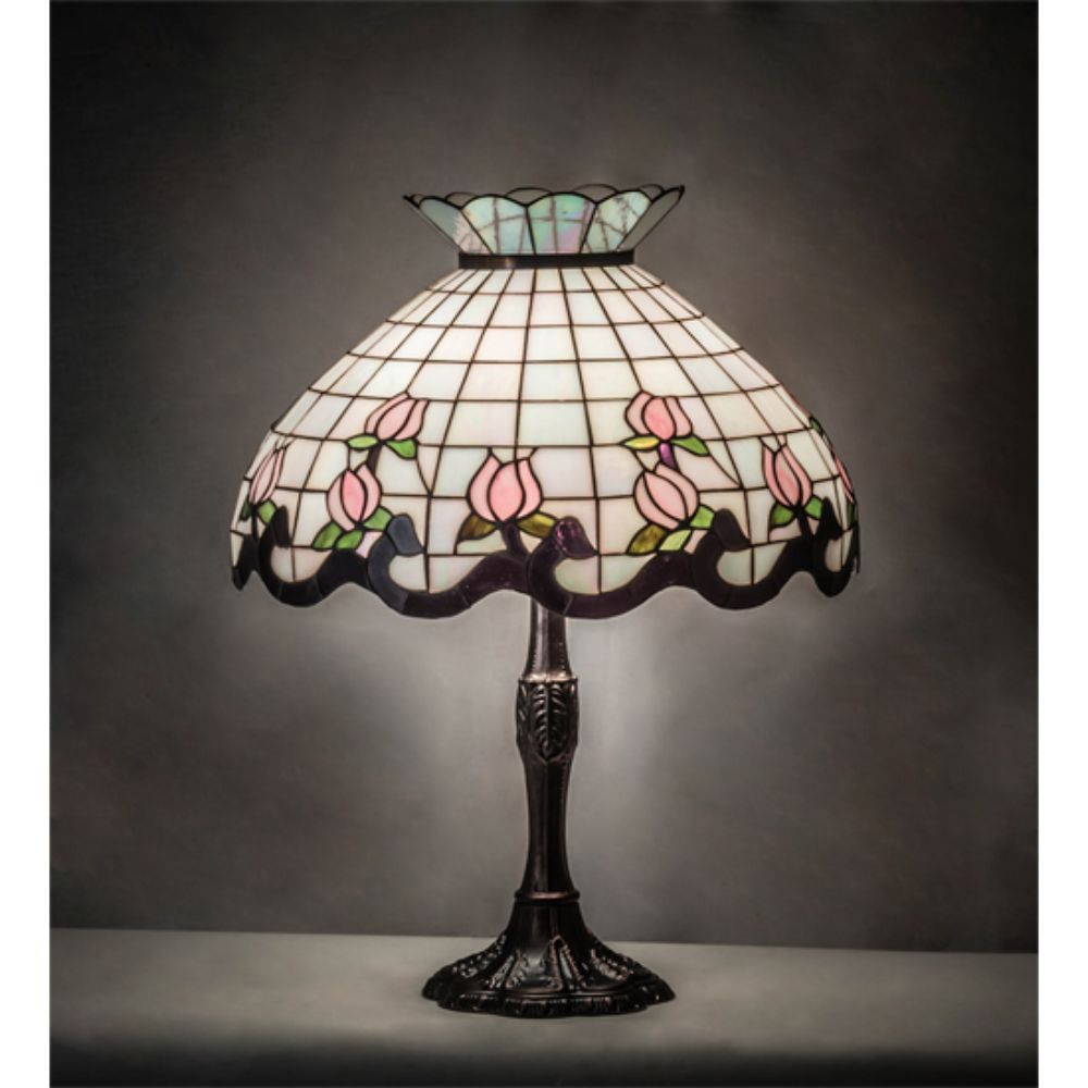 Meyda Lighting 232791 26" High Roseborder Table Lamp in MAHOGANY BRONZE