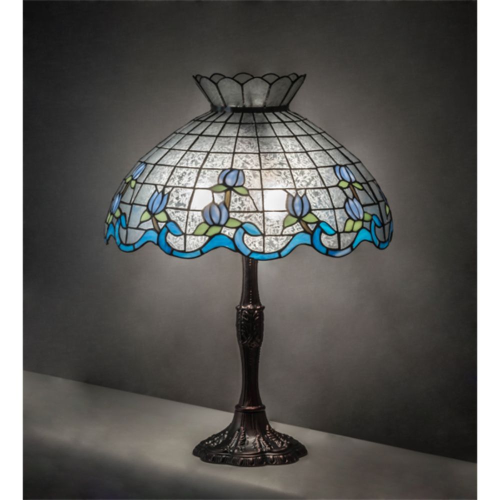 Meyda Lighting 232793 26" High Roseborder Table Lamp in MAHOGANY BRONZE