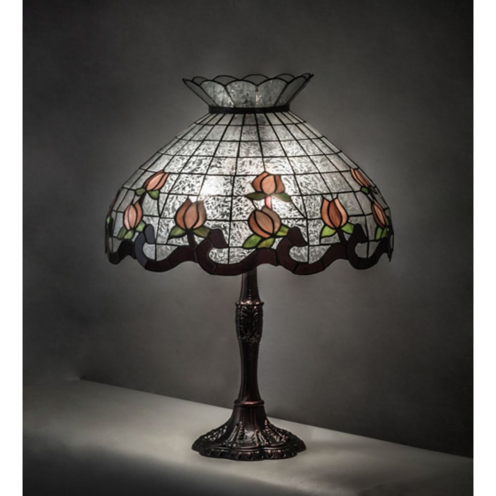 Meyda Lighting 232794 26" High Roseborder Table Lamp in MAHOGANY BRONZE