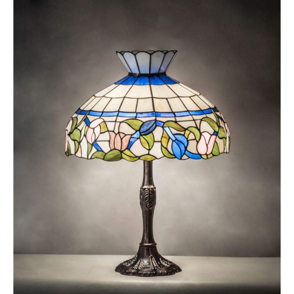 Meyda Lighting 232796 26" High Rose Vine Table Lamp in MAHOGANY BRONZE
