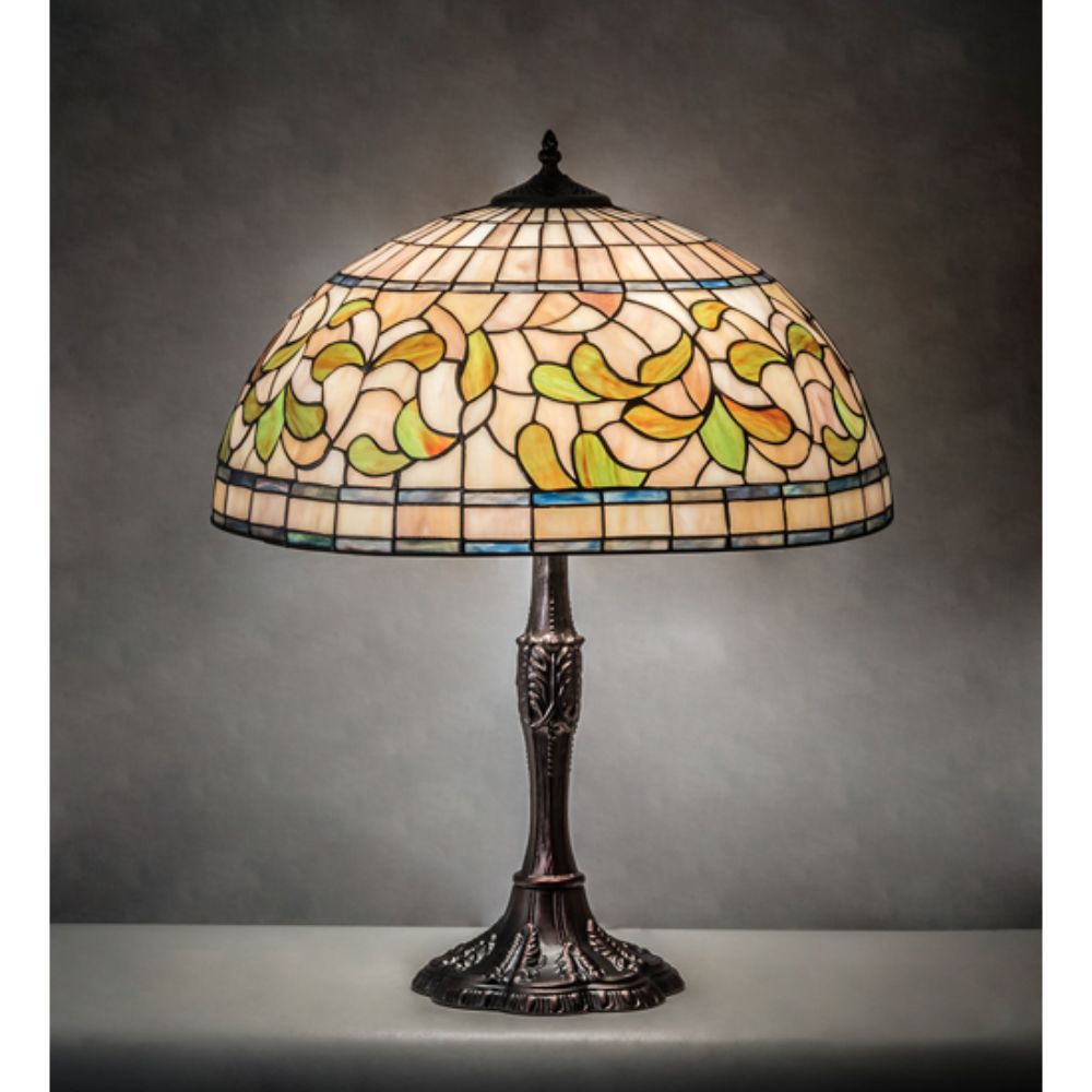 Meyda Lighting 232800 26" High Tiffany Turning Leaf Table Lamp in MAHOGANY BRONZE
