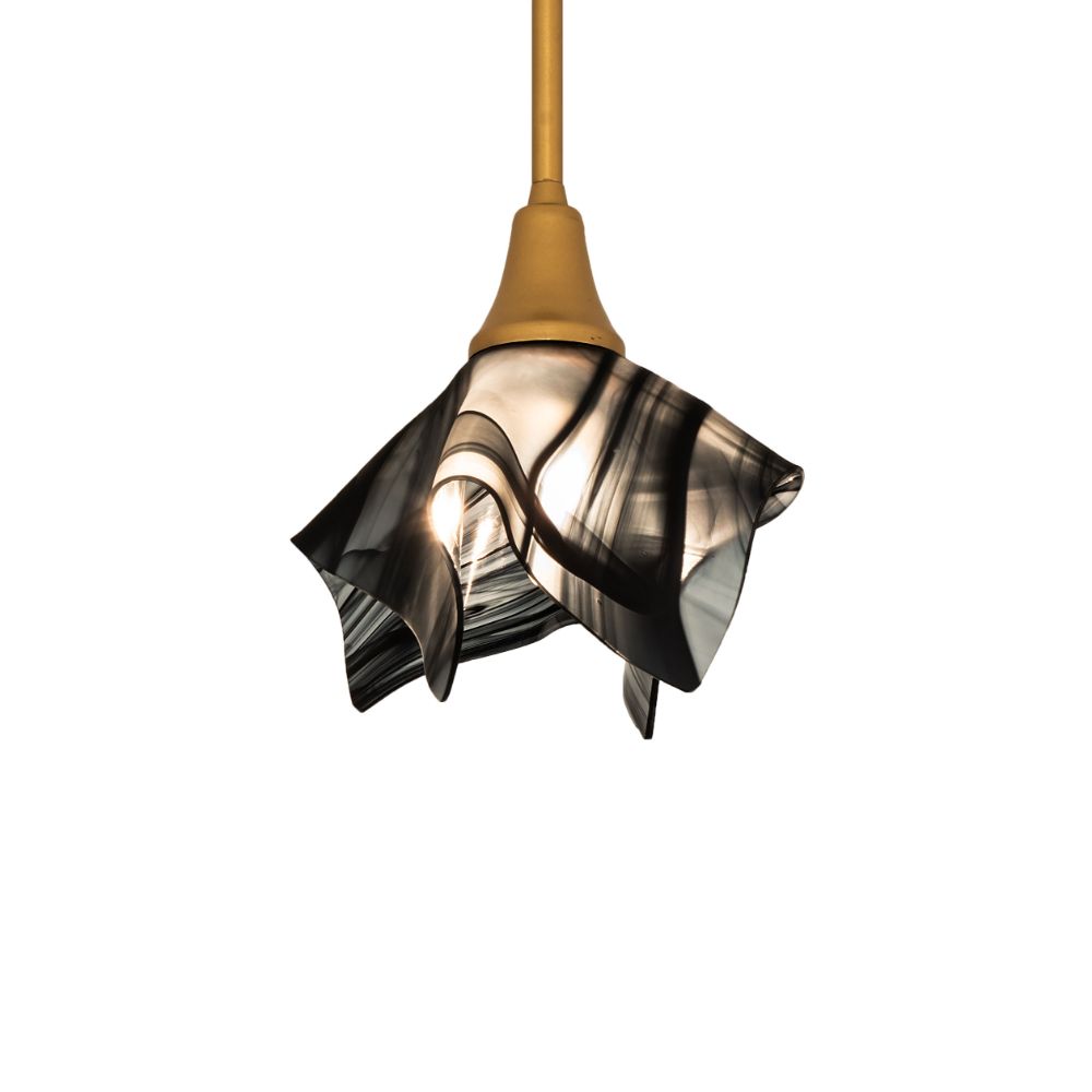Meyda Lighting 233366 10" Wide Handkerchief Noir Swirl Pendant In Black Glass (430 Is Metal Finish);white;gold 