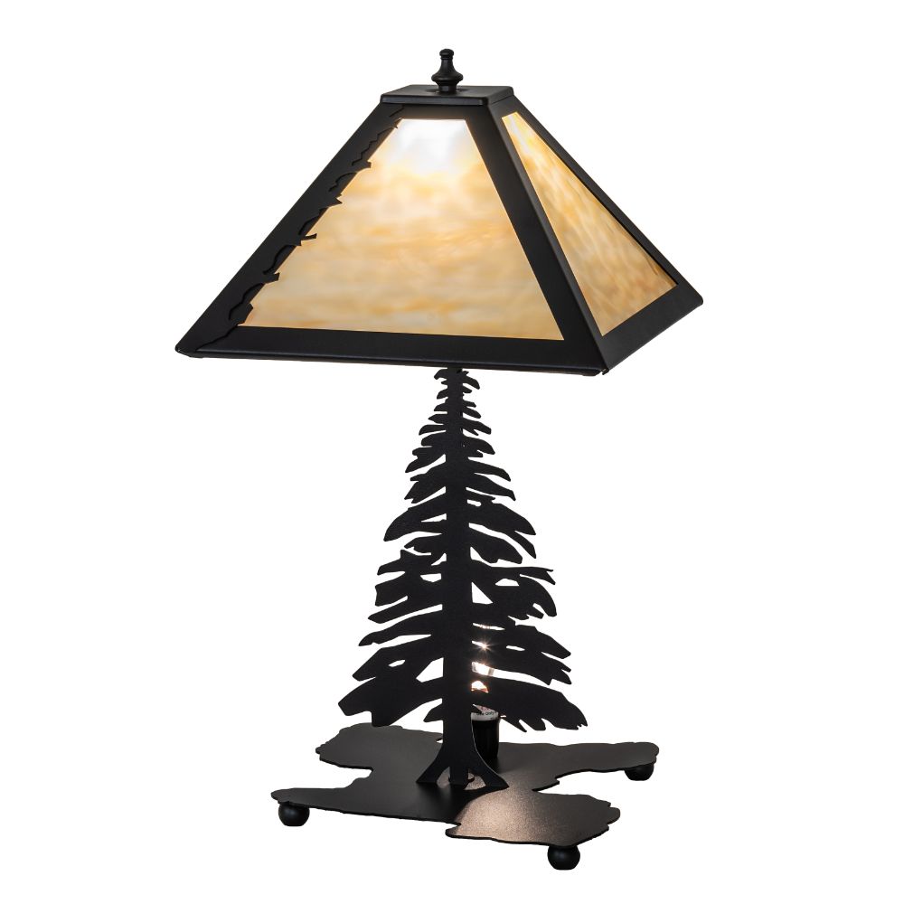 Meyda Lighting 233592 22" High Tall Pine Table Lamp In Black Glass (430 Is Metal Finish);beige 