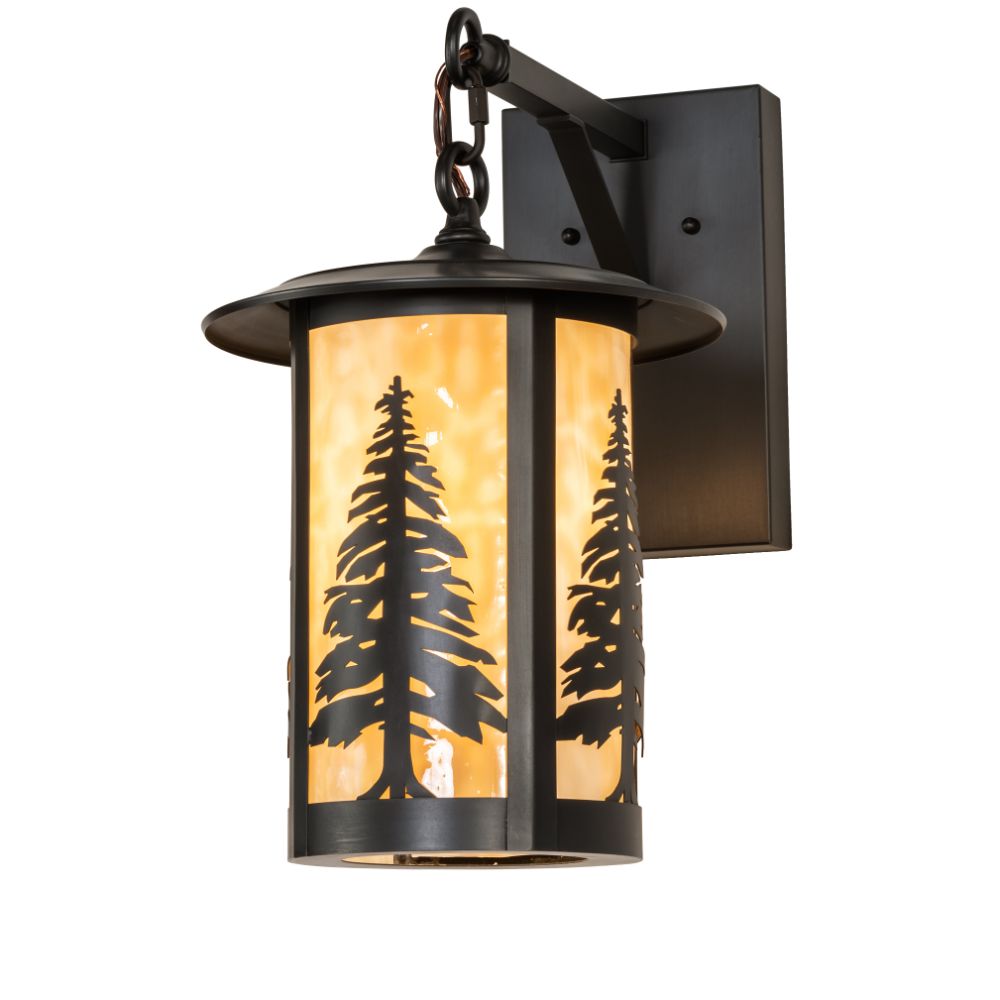 Meyda Lighting 233622 10" Wide Fulton Tall Pines Wall Sconce In Beige Craftsman Brown Finish