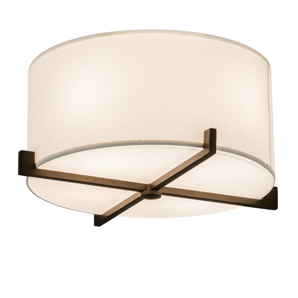 Meyda Lighting 233657 17" Wide Cilindro Structure Flushmount In Chocolate;frosted Clear(seeded) Glass Or Acrylic 