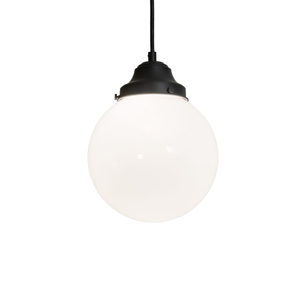 Meyda Lighting 234342 8" Wide Bola Mini Pendant In Black Glass (430 Is Metal Finish);white 