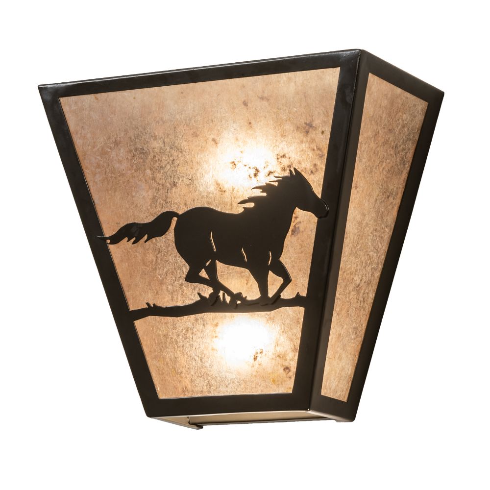 Meyda Lighting 235509 13" Wide Running Horse Right Wall Sconce In Silver Mica Timeless Bronze