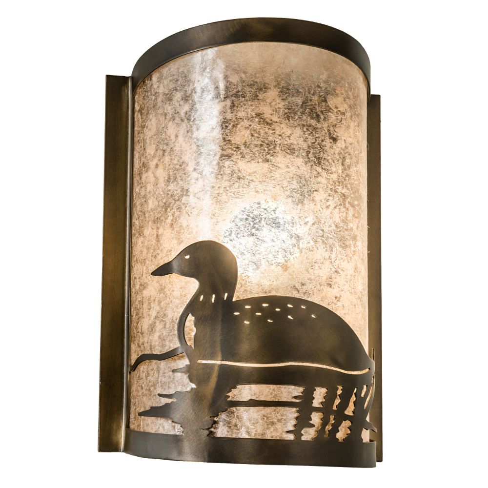 Meyda Lighting 235600 8" Wide Loon Left Wall Sconce In Silver Mica Antique Copper Finish