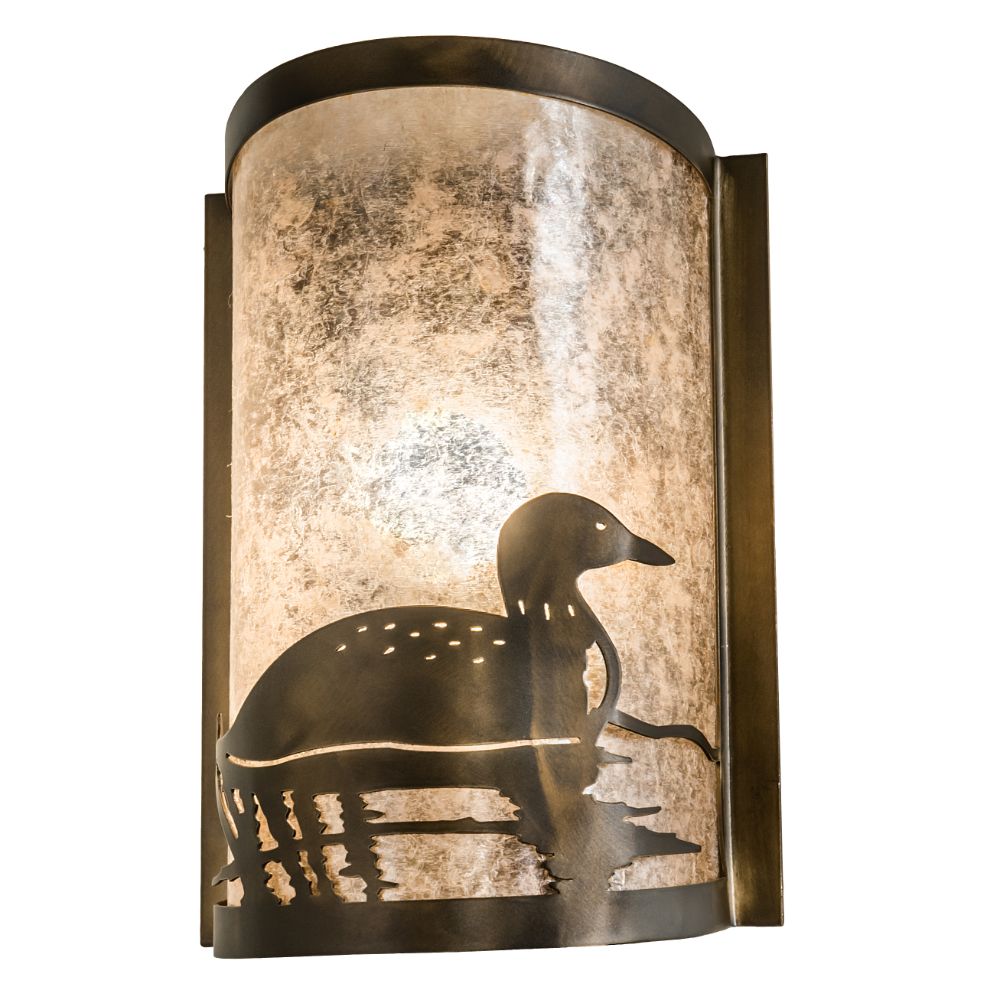 Meyda Lighting 235602 8" Wide Loon Right Wall Sconce In Silver Mica Antique Copper Finish