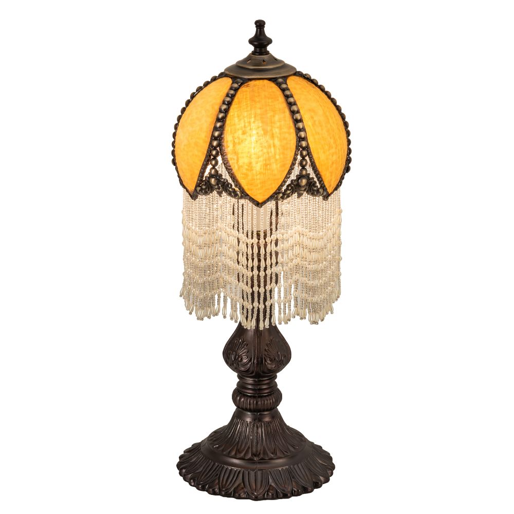 Meyda Lighting 236387 17" High Alicia Table Lamp In Coral Craftsman Brown Finish;mahogany Bronze