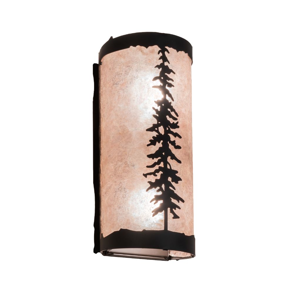 Meyda Lighting 236746 5" Wide Tall Pine Wall Sconce In Silver Mica Oil Rubbed Bronze