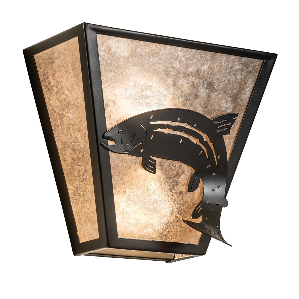 Meyda Lighting 237164 13" Wide Leaping Trout Wall Sconce in Timeless Bronze