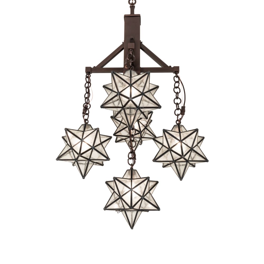 Meyda Lighting 237620 26" Wide Moravian Star 5 Light Chandelier in Mahogany Bronze
