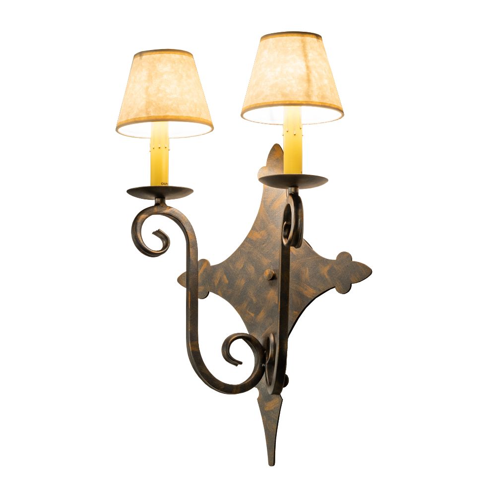 Meyda Lighting 237715 14" Wide Angelique 2 Light Wall Sconce in French Bronzed Finish