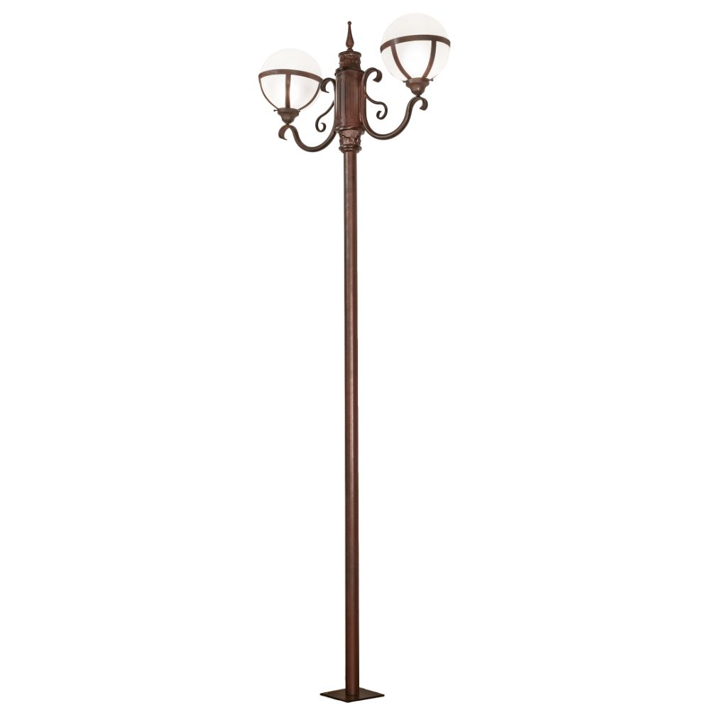 Meyda Lighting 238671 120" High Bola Tavern Street Lamp In Frosted Clear(seeded) Glass Or Acrylic Rust Finish