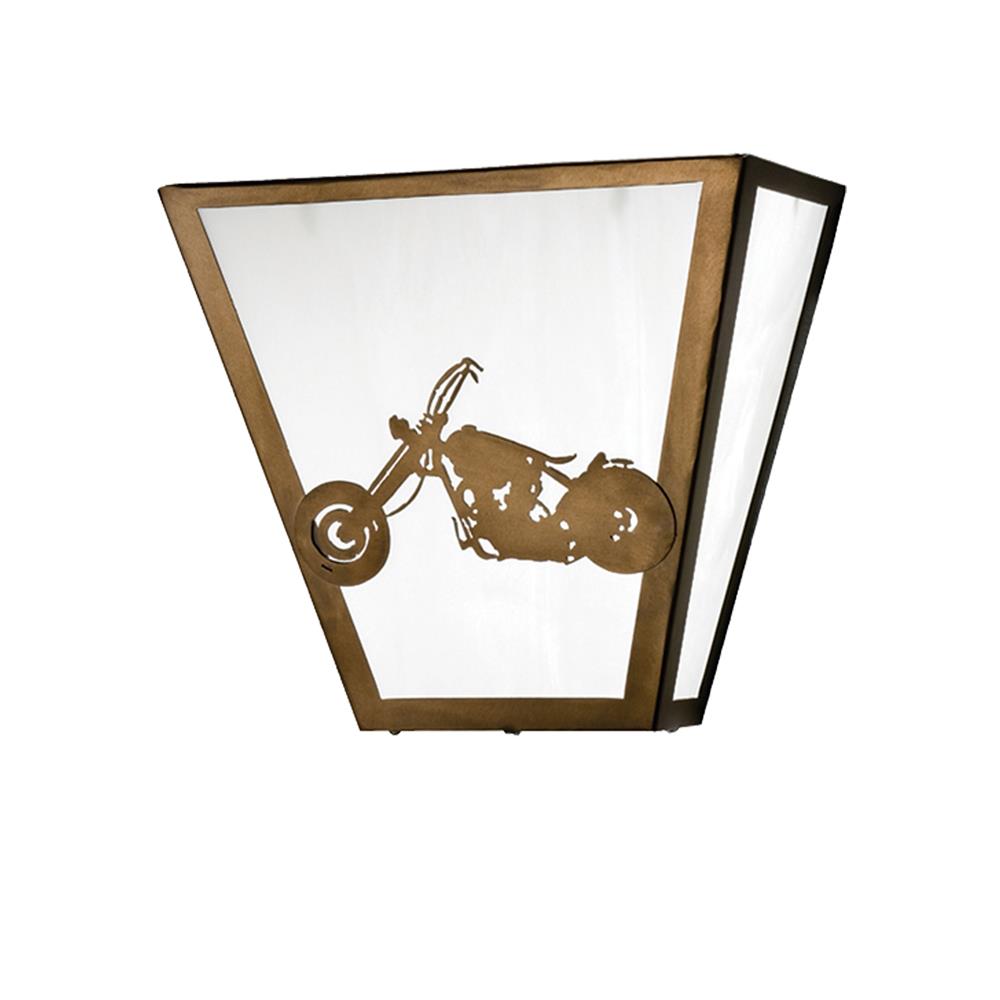 Meyda Tiffany Lighting 23913 2 Light Motorcycle Wall Sconce, Antique Copper