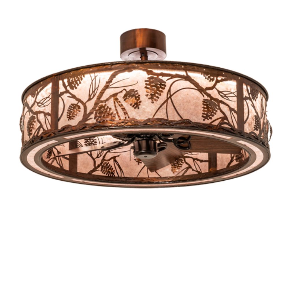 Meyda Lighting 239188 36" Wide Whispering Pines Chandel-Air in Vintage Copper Finish