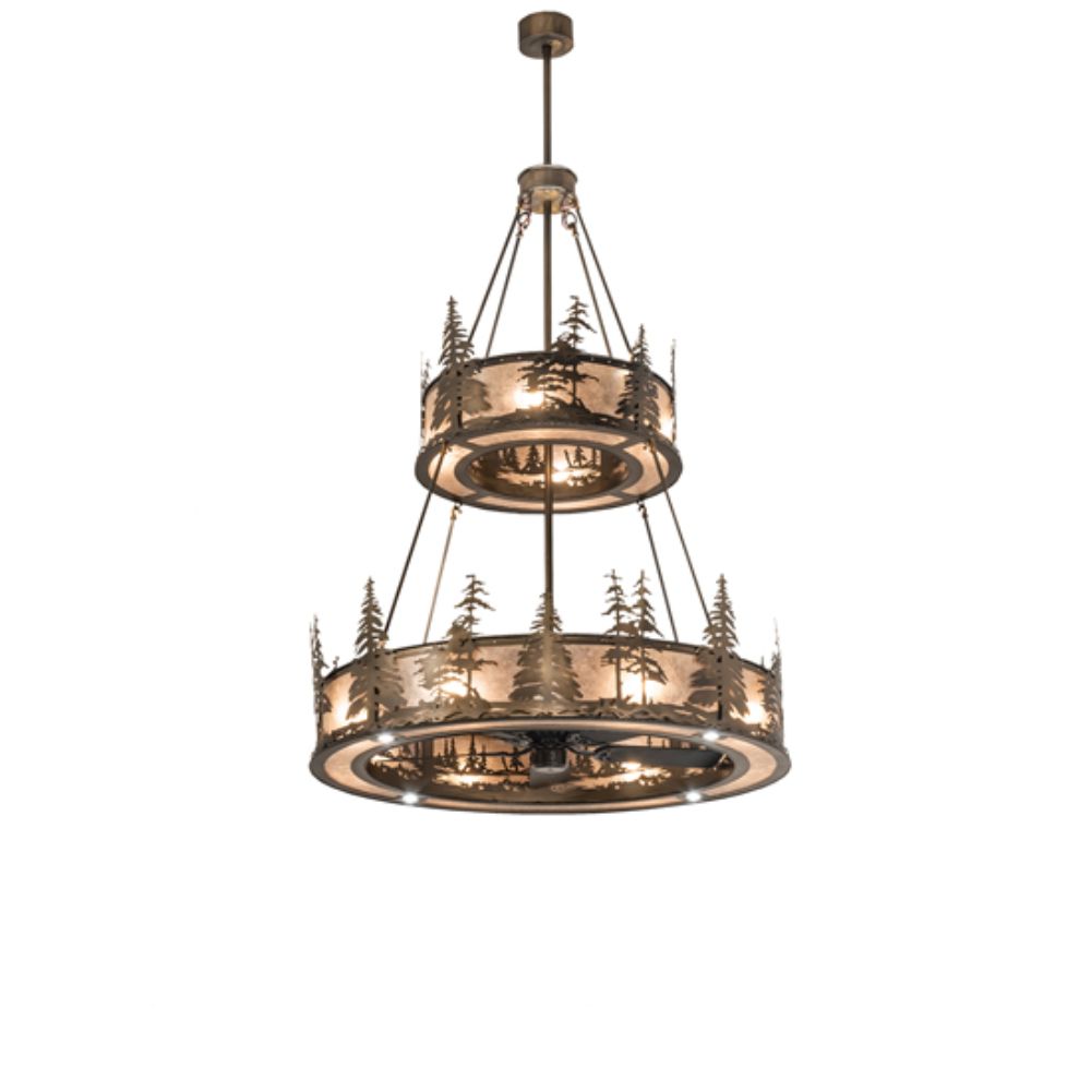 Meyda Lighting 239525 55" Wide Tall Pines Two Tier Chandel-Air in Antique Copper Finish
