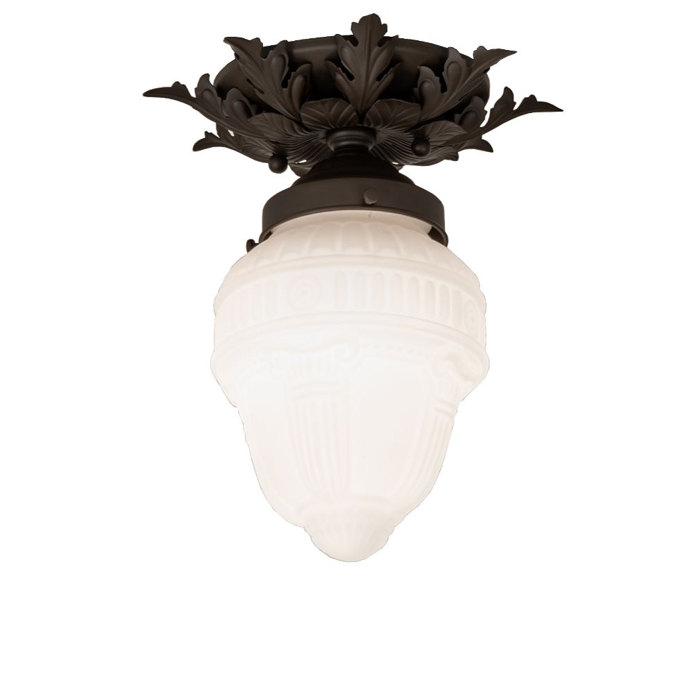 Meyda Lighting 239969 8.5" Wide Fancy Floral W/Colonnade Globe Flushmount in Oil Rubbed Bronze