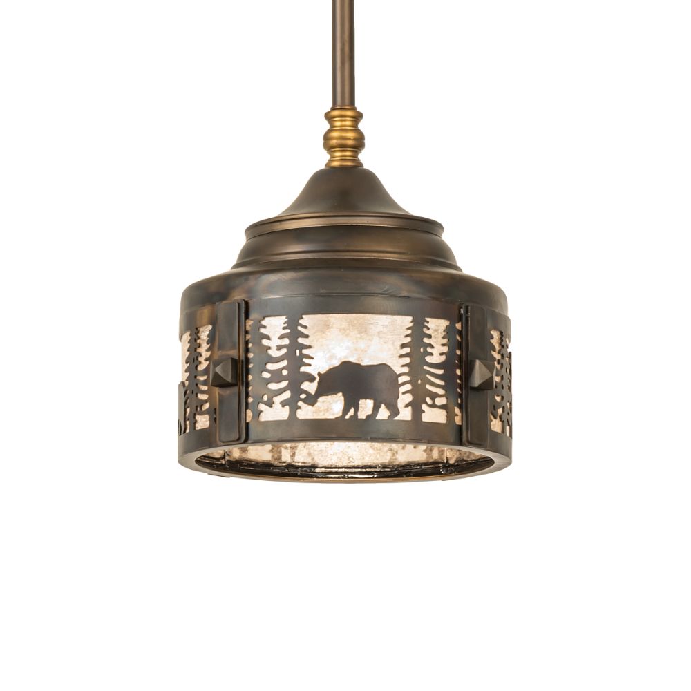 Meyda Lighting 241269 8" Wide Wildlife at Dusk Mini Pendant in Antique Copper Finish