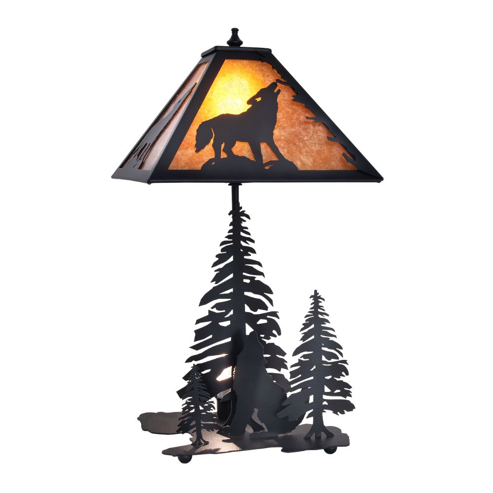 Meyda Lighting 242540 22" High Wolf at Dawn W/Lighted Base Table Lamp 