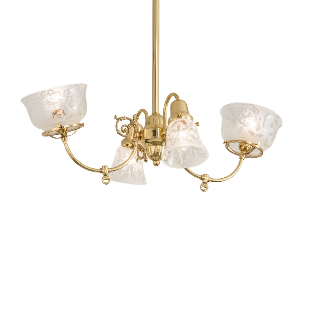 Meyda Lighting 242592 31" Long Revival Gas & Electric 4 Light Oblong Chandelier in Polished Brass