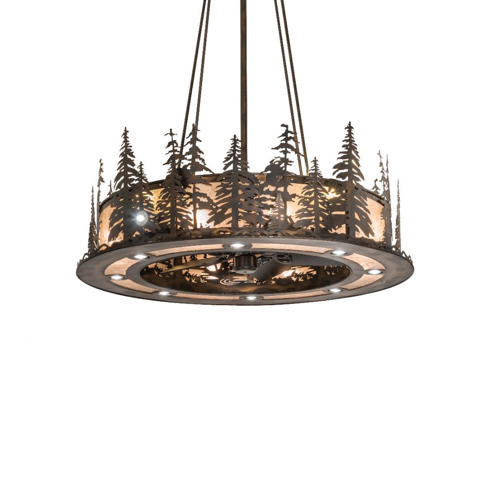 Meyda Lighting 242619 48" Wide Tall Pines Chandel-Air in Antique Copper Finish
