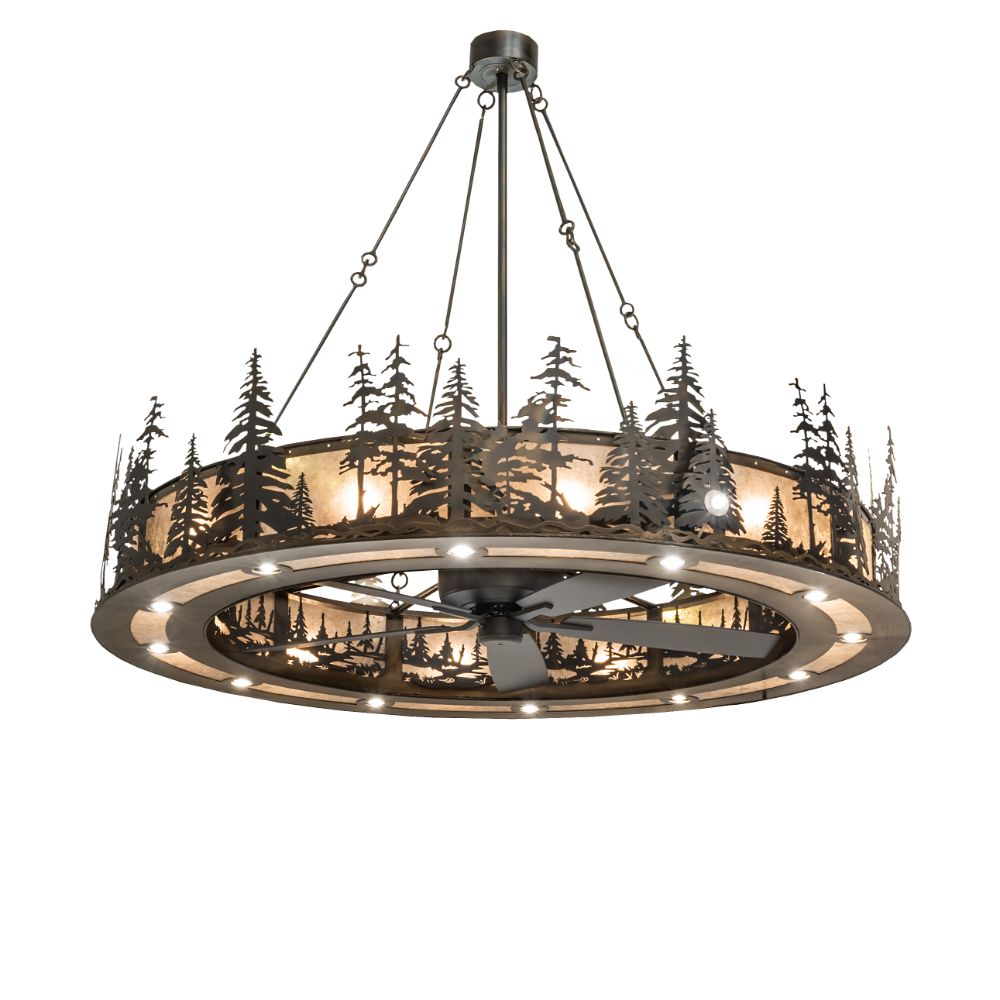 Meyda Lighting 242839 72" Wide Tall Pines Chandel-Air in Antique Copper Finish