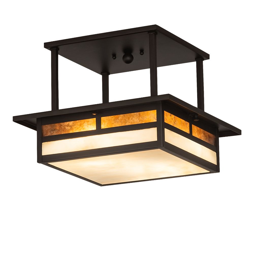 Meyda Lighting 243048 15" Square Hyde Park "T" Mission Flushmount in Oil Rubbed Bronze