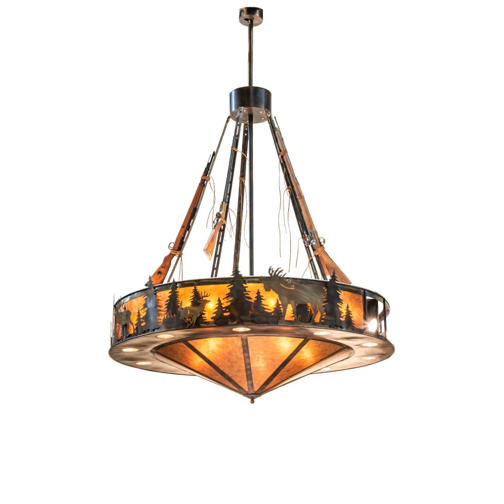 Meyda Lighting 243235 76.5" Wide Roosevelt Inverted Pendant in Antique Copper Finish