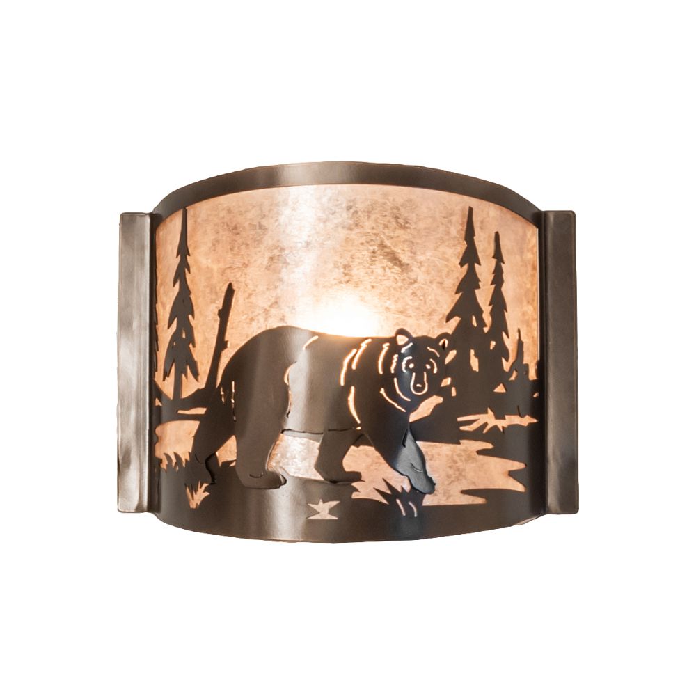 Meyda Lighting 243423 12" Wide Bear at Lake Right Wall Sconce in Bronze Finish