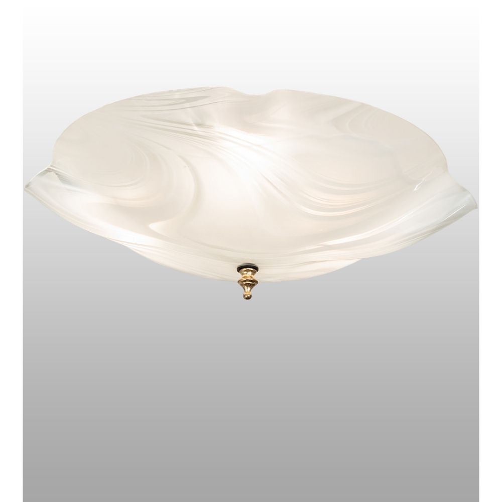 Meyda Lighting 244011 16" Wide Metro Blanco Swirl Organic Flushmount in Polished Brass