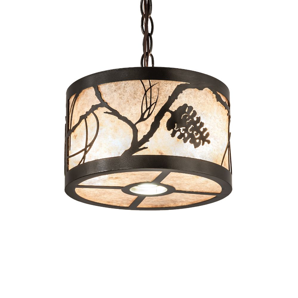 Meyda Lighting 244174 10" Wide Whispering Pines Inverted Pendant in Oil Rubbed Bronze