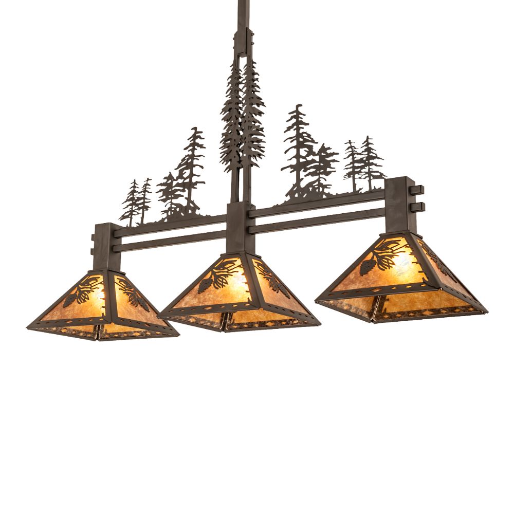 Meyda Lighting 244585 45" Long Winter Pine Tall Pines 3 Light Island Pendant in Oil Rubbed Bronze
