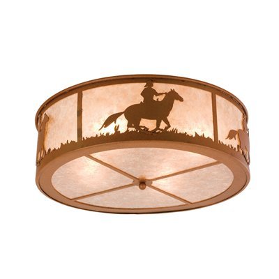 Meyda Tiffany Lighting 24460 4 Light Cowboy Flush Mount Ceiling Light, Rust
