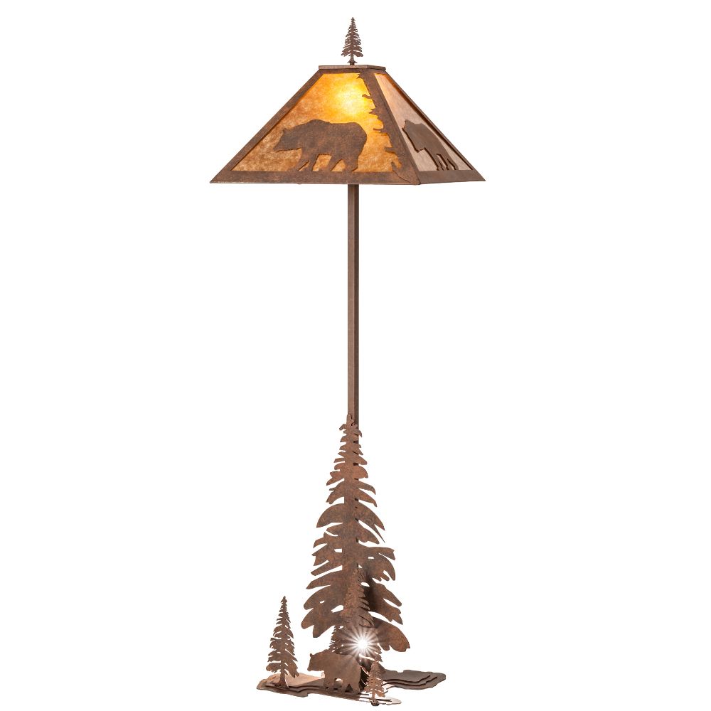 Meyda Lighting 244686 77" High Lone Bear W/Lighted Base Floor Lamp in Rust Finish