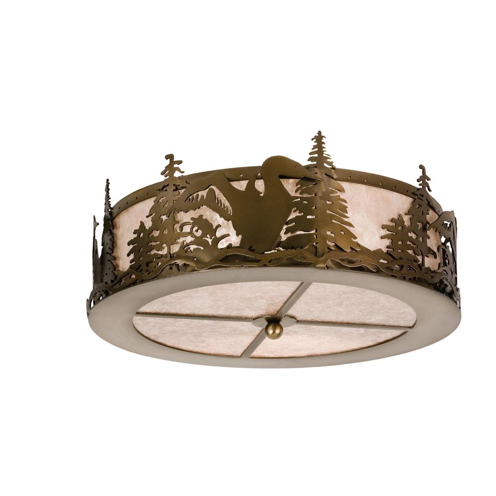 Meyda Tiffany Lighting 24469 2 Light Loon Dusk Flush Mount Ceiling Light, Antique Copper