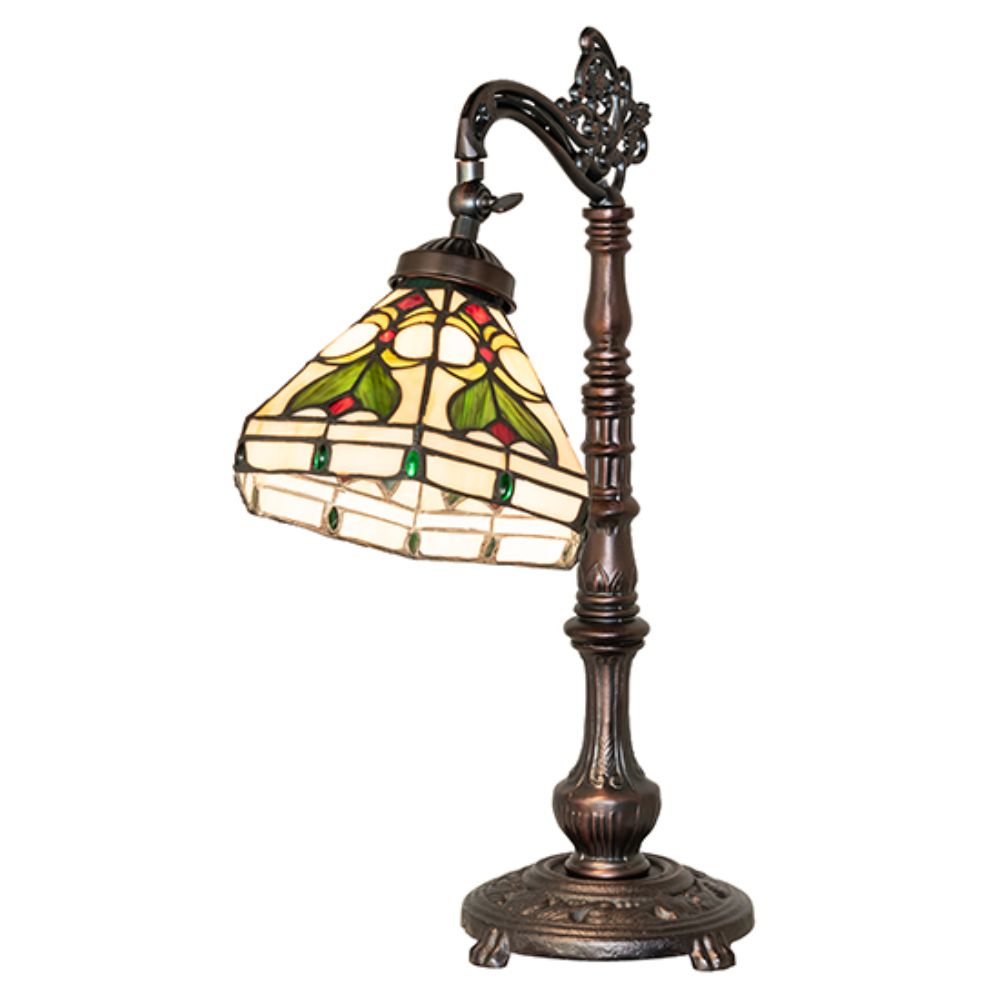 Meyda Lighting 244790 20" High Middleton Bridge Arm Table Lamp in Mahogany Bronze