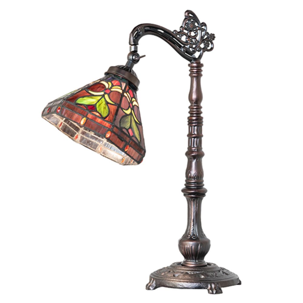 Meyda Lighting 244794 20" High Middleton Bridge Arm Table Lamp in Mahogany Bronze