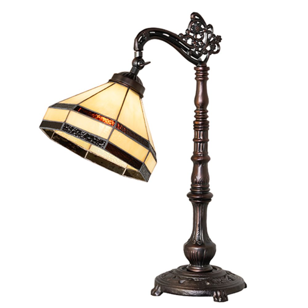 Meyda Lighting 244795 20" High Topridge Bridge Arm Table Lamp in Mahogany Bronze