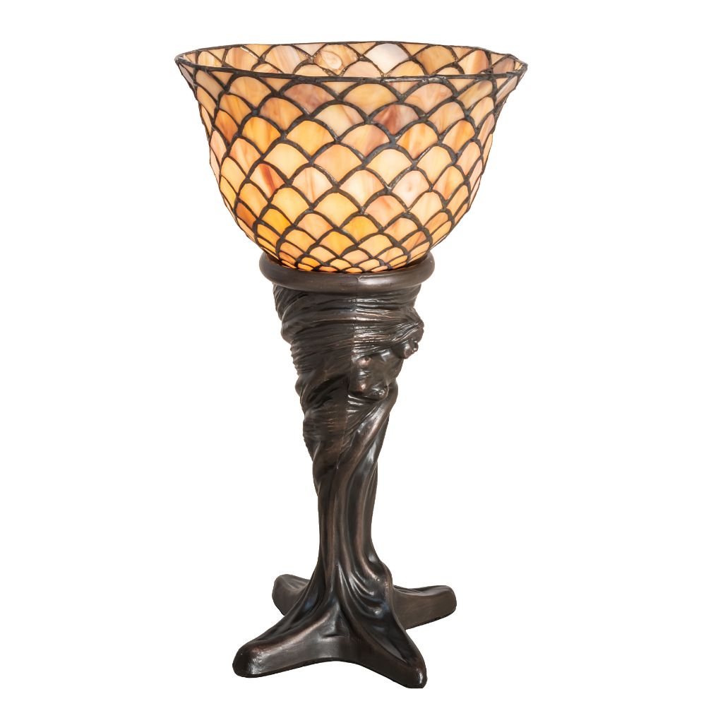 Meyda Lighting 244877 15" High Tiffany Fishscale Mini Lamp