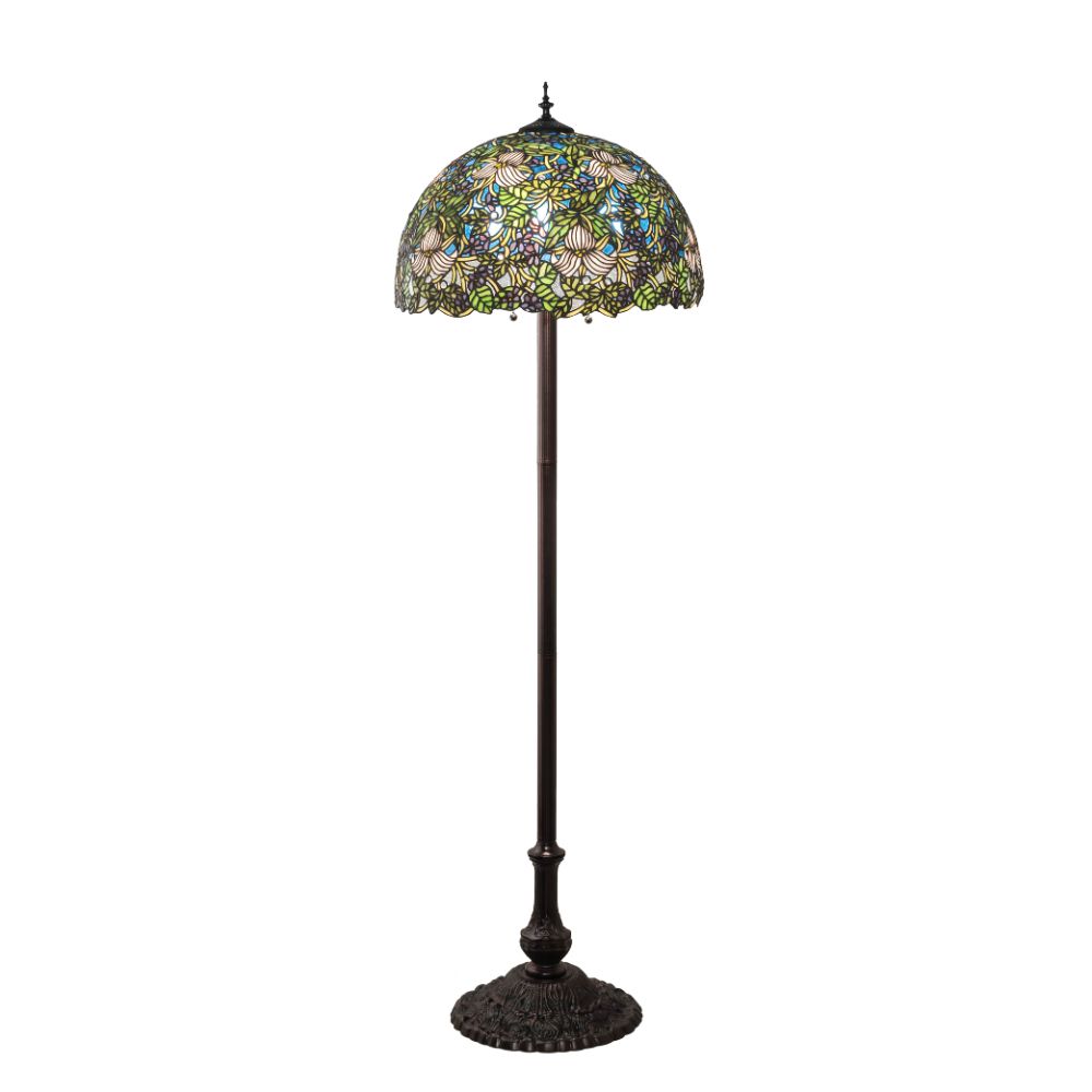 Meyda Lighting 24496 62" High Trillium & Violet Floor Lamp In Green Mahogany Bronze