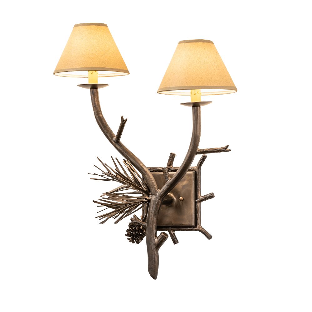 Meyda Lighting 245056 18" Wide Lone Pine 2 Light Wall Sconce in Antique Copper Finish
