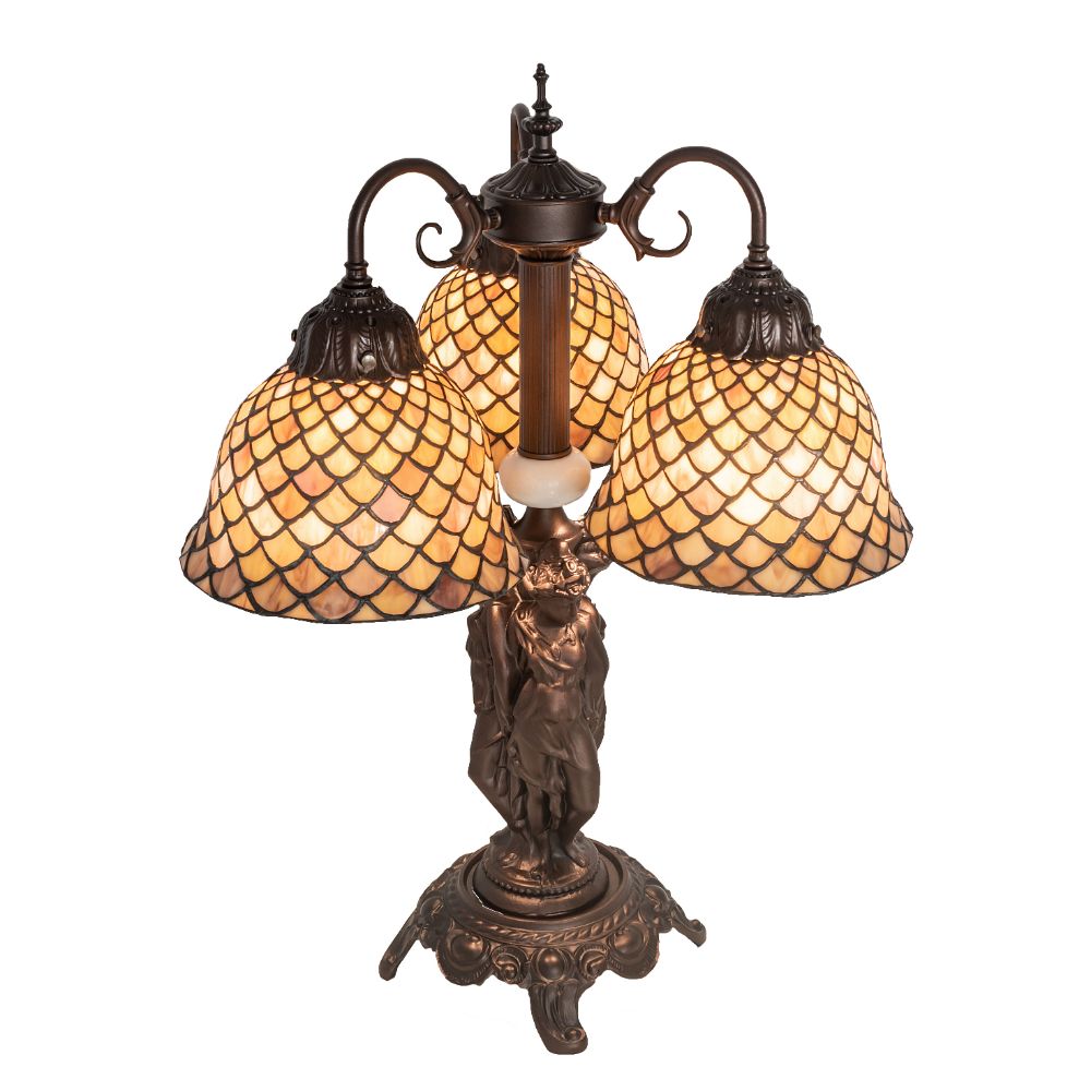 Meyda Lighting 245477 23" High Tiffany Fishscale 3 Light Table Lamp